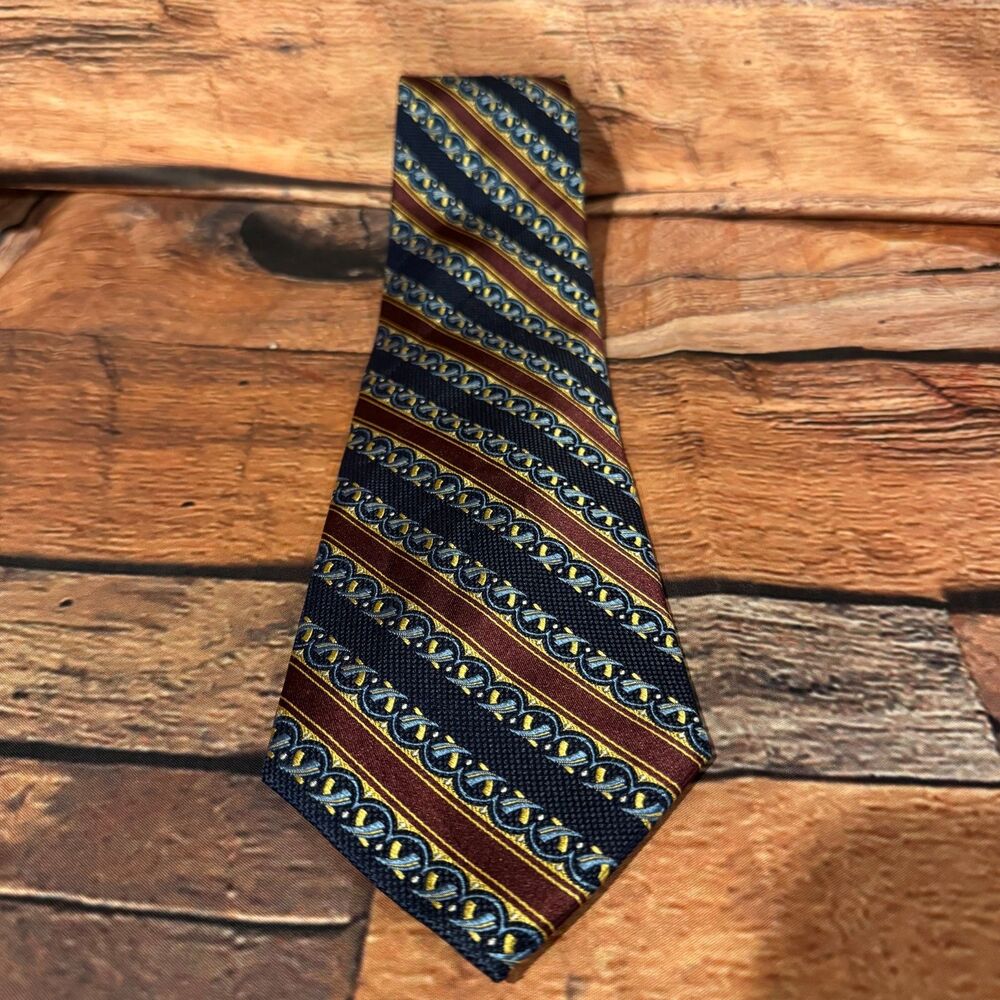 Rotary International Silk Tie Russell-Hampton Co Rotarian Navy Burgundy Regiment